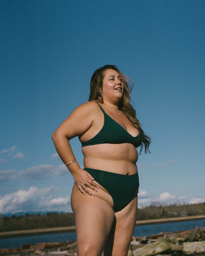 Green | Model is wearing size 2XL with High Rise Thong